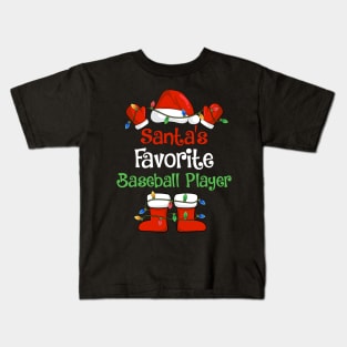 Santa's Favorite Baseball Player Funny Christmas Pajamas Kids T-Shirt